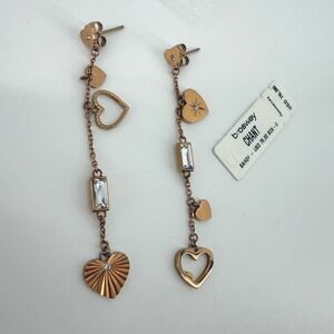 Brosway Chant‎ Rose Gold Heart Drop Earrings Dangle Crystal Accent BAH24 NEW